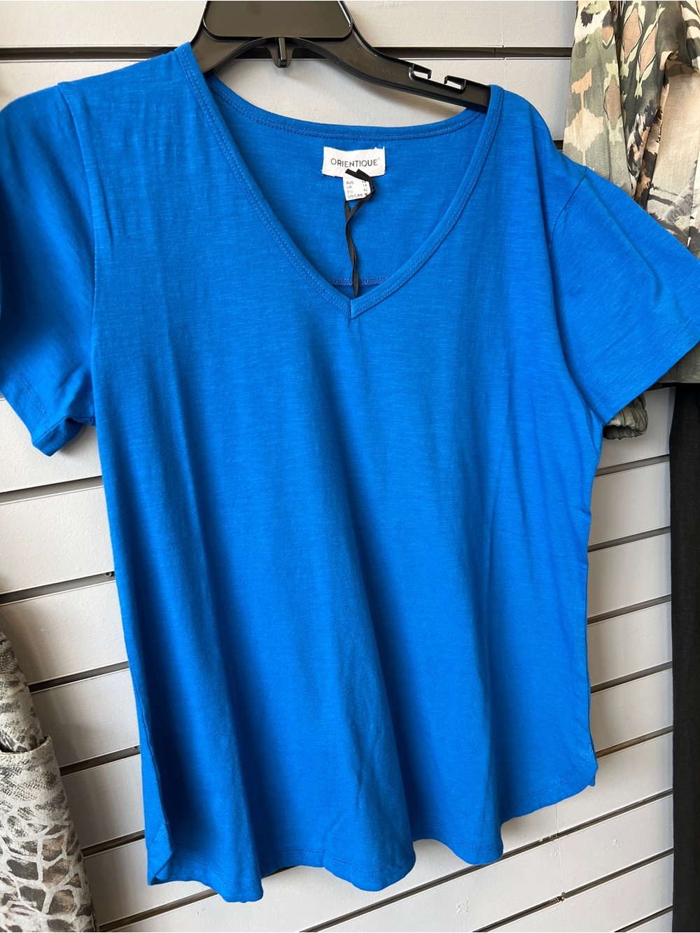 Orientique Classic V-Neck Short Sleeve Tee in Bright Blue
